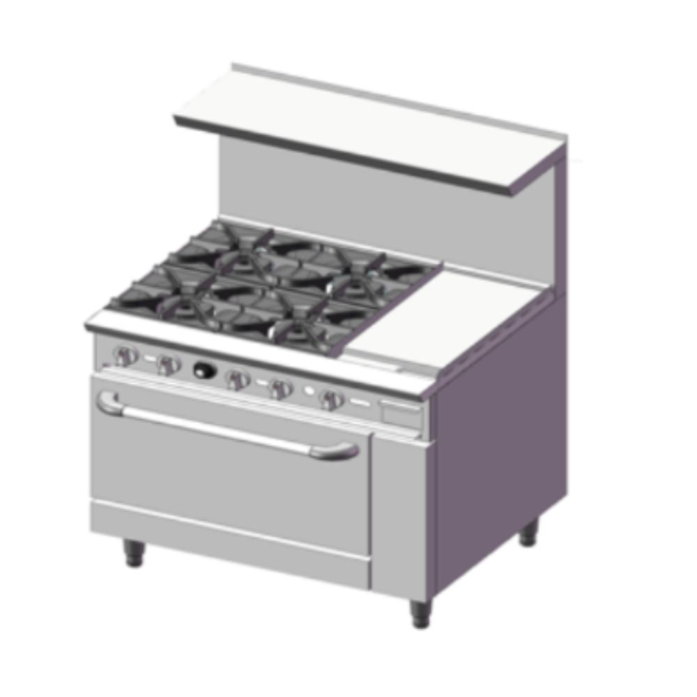 Migsa DCR36-4QH Estufa Comercial Gas 4 Quemadores Plancha Horno Cocinas Fondas Restaurantes Cenadurias Comedores Industriales Preparación de Alimentos Coccion. KitchenMax.Store. Envíos seguros a todo México. Cotiza hoy mismo.
