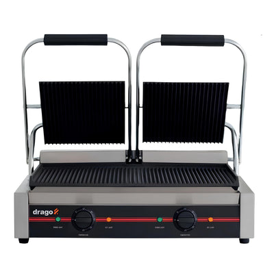 PANINERA DRAGO GH-813 | Paninera con doble plancha | Eléctrica | Restaurante Cafetería Cocina Industrial Comedor Cocina Comercial Industrial Profesional Desayunos Comidas Tortas Burritos Baguettes Focaccia Carne Asada Panini Negocio Fonda