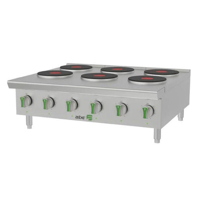 Parrilla Asber Aehp E 6 36 Em, parrilla eléctrica emerald line, en acero inoxidable.