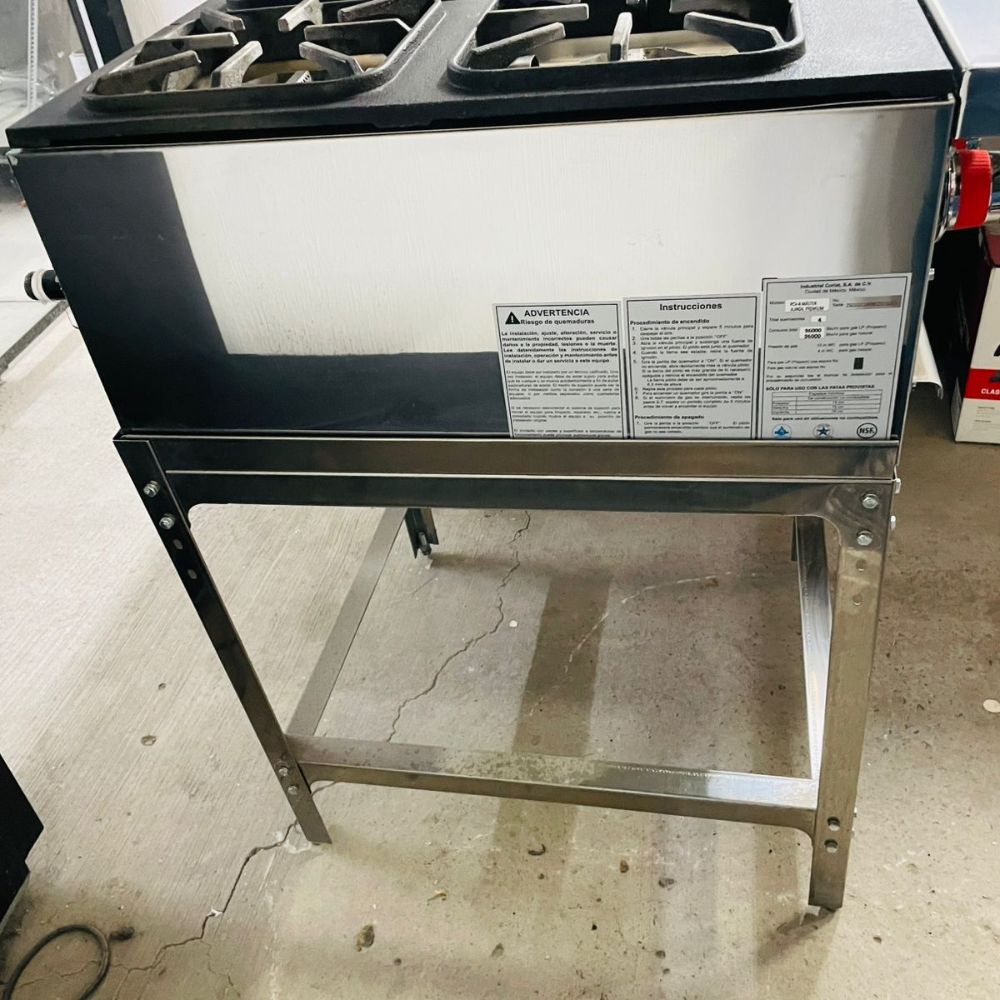 PARRILLA CORIAT PCV-4 | Parrilla | 4 Quemadores | Gas | Lámina De Acero Inoxidable | Base Incluida | Restaurante Hotel Industrial Hoteles Cocinas Fondas Cenadurías Comedores Industriales Preparación de Alimentos Cocción