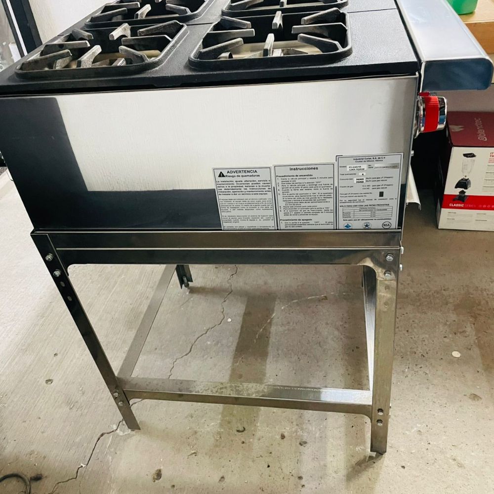PARRILLA CORIAT PCV-4 | Parrilla | 4 Quemadores | Gas | Lámina De Acero Inoxidable | Base Incluida | Restaurante Hotel Industrial Hoteles Cocinas Fondas Cenadurías Comedores Industriales Preparación de Alimentos Cocción