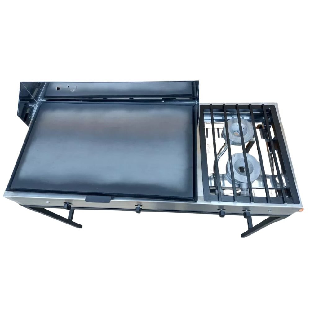 PARRILLA MINDEJAL MLM1599568982 | Parrilla Hornilla | Frente 120 cm | 2 Quemadores Plancha | Acero Inoxidable | Cocina Industrial Restaurante Comedores Industriales Cocina Cafetería Banquetes Fondas Zona de Comida Alimentos Cocinar Restaurantes Cocción