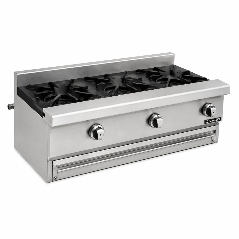 PARRILLA CG-30-SLIM | Parrilla 3 Quemadores Charola antiderrame | Gas | Acero Inoxidable | Restaurante Catering Buffet | Parrilla Industrial Estufa de Quemadores Abiertos Hornillas Cocción a Gas Acero Inoxidable Restaurante Cocina Industrial Taquería Fonda Cenaduría Comedor Industrial