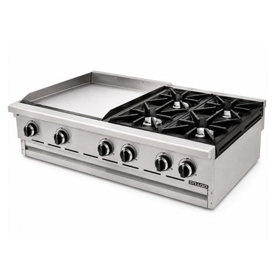 PARRILLA DRAGO CG-40PD | Parrilla 4 Quemadores Plancha | Gas | Acero Inoxidable | Restaurante Bistró Buffet | Estufa Maestra Multifuncional Parrilla Plancha Horno Freidor Gratinador a Gas Acero Inoxidable Restaurante Cocina Industrial Fonda Cenaduría Comedor Industrial