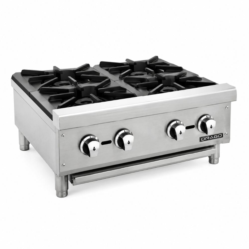 PARRILLA DRAGO CG-40 | Parrilla 4 Quemadores Charola antiderrame | Gas | Acero Inoxidable | Restaurante Hotel Comedor | Parrilla Industrial Estufa de Quemadores Abiertos Hornillas Cocción a Gas Acero Inoxidable Restaurante Cocina Industrial Taquería Fonda Cenaduría Comedor Industrial