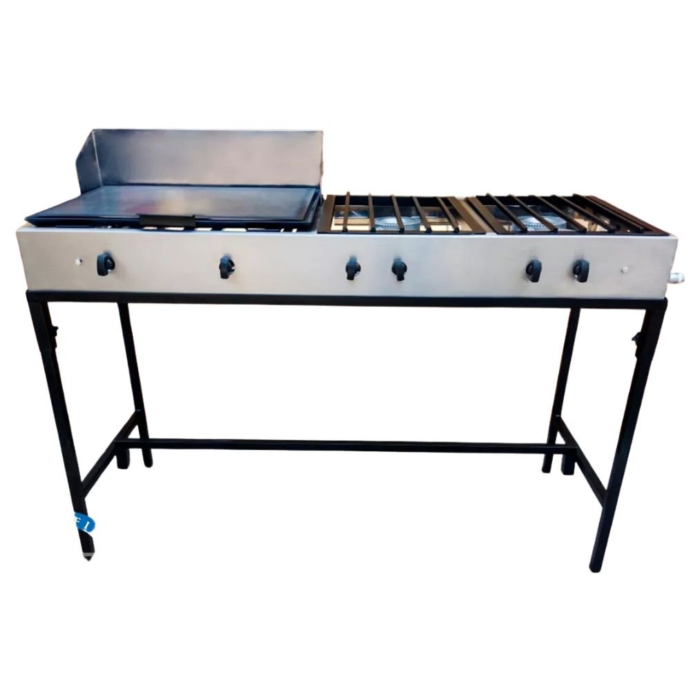 PLANCHA MINDEJAL MLM1599754470 | Plancha de 4 Quemadores | Frente 141 cm | Acero Inoxidable | Cocina Industrial Restaurante Negocio Carne Pollo Tacos Hamburguesas Hot Dog Tacos Barbacoa Tacos Dorados Tortas Panini Restaurante Comedor Cocina Industriales Negocio Fonda Taqueria Cenaduria