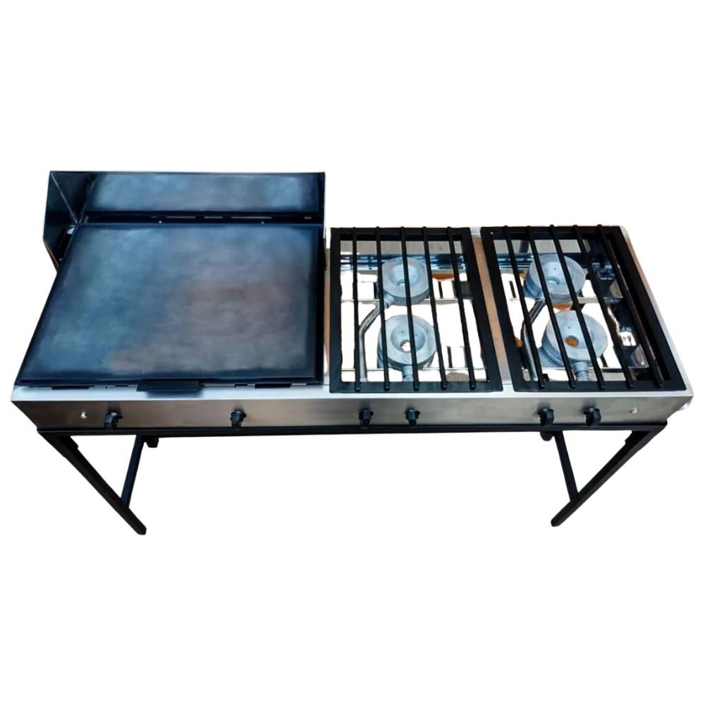 PLANCHA MINDEJAL MLM1599754470 | Plancha de 4 Quemadores | Frente 141 cm | Acero Inoxidable | Cocina Industrial Restaurante Negocio Carne Pollo Tacos Hamburguesas Hot Dog Tacos Barbacoa Tacos Dorados Tortas Panini Restaurante Comedor Cocina Industriales Negocio Fonda Taqueria Cenaduria