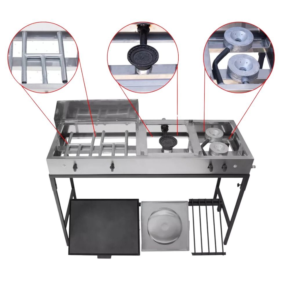 PLANCHA MINDEJAL MLM1605344333 | Plancha Comal y 2 Quemadores | Frente 140 cm | Acero Inoxidable | Cocina Industrial Restaurante Negocio Carne Pollo Tacos Hamburguesas Hot Dog Tacos Barbacoa Tacos Dorados Tortas Panini Restaurante Comedor Cocina Industriales Negocio Fonda Taqueria Cenaduria