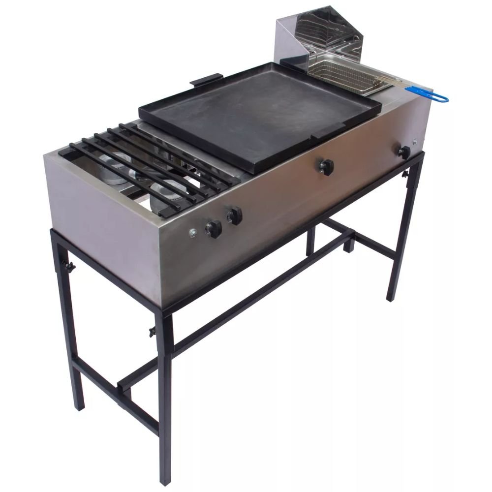 PLANCHA KITCHENMAX STORE MLM1823902054 | Plancha Parrilla Freidora | Frente 118 cm | Acero Inoxidable | Cocina Industrial Negocio Taquería