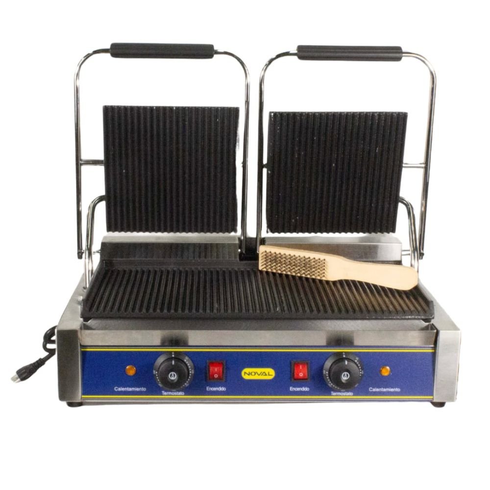 PLANCHA NOVAL PLG-560 | Plancha Panini | Doble Grill | Cafetería Establecimiento Comida Sandwiches Paninis Tostar Calentar Pan Tostadas Calientes Crujientes Prensa Cocina Restaurantes Cafetería Establecimiento Comida Comida Rapida Bares Panaderias