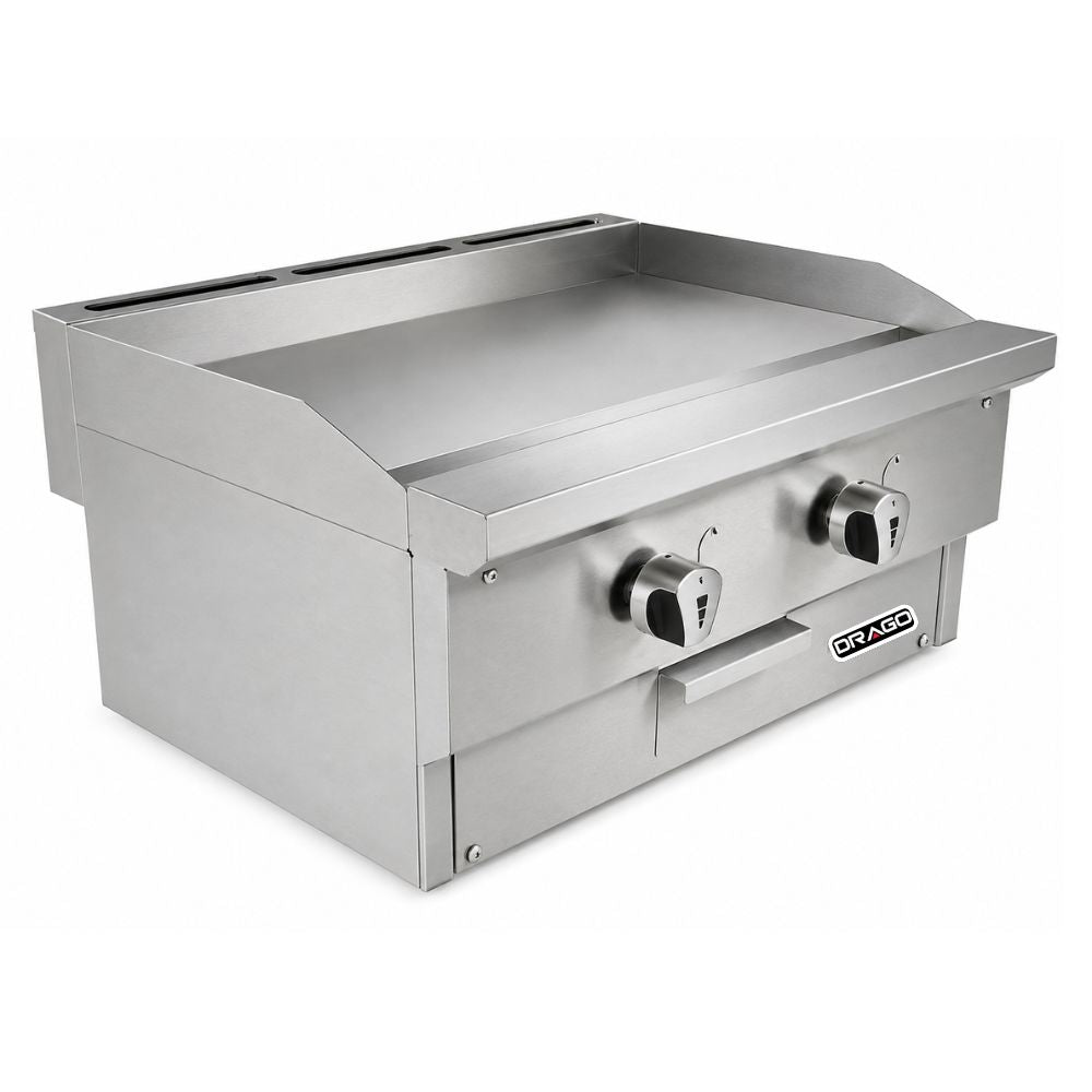 PLANCHA DRAGO PG-2 SLIM | Plancha 61 cm | Gas | Acero Inoxidable | Comedor Industrial Restaurante Cafetería | Plancha de Asar para Tacos Hamburguesas Hot Dogs Tortas Paninis Comal Comercial Industrial Gas Eléctrica Taquería Fonda Restaurante Cocina Industrial Negocio