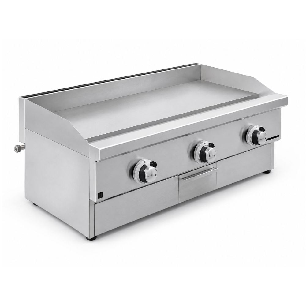 PLANCHA DRAGO PG-3 SLIM | Plancha a Gas | 3 Quemadores | Restaurante Hotel Cocina Industrial | Plancha de Asar para Tacos Hamburguesas Hot Dogs Tortas Paninis Comal Comercial Industrial Gas Eléctrica Taquería Fonda Restaurante Cocina Industrial Negocio