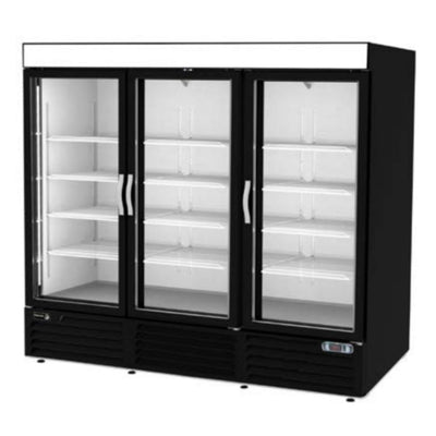 REFRIGERADOR ASBER ARMD-72 HC | Refrigerador Exhibidor Vertical | 3 Puertas Cristal | 72 Pies Cúbicos | Acero Inoxidable | 12 Parrillas | Refresquero Latas Carnicería Abarrotes | Tiendas Bistro Restaurante Lácteos Industrial Cocina Cremería Comercios Insumos Hotel Panadería Refresquero Latas Bar Carnicería Abarrotes