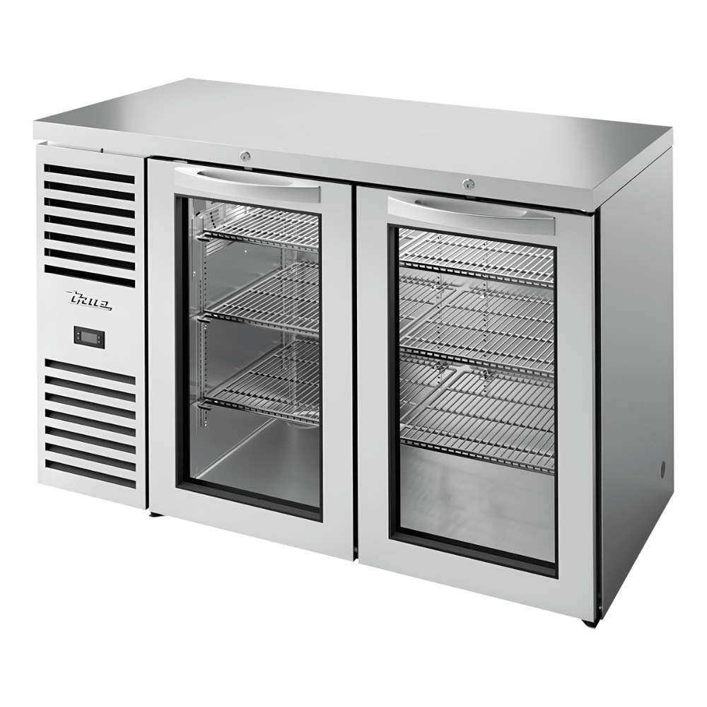 REFRIGERADOR BAJO BARRA TRUE TBR52-RISZ1-L-S-GG-1 | Refrigerador Bajo Barra | 2 Puertas | 6 Estantes | Restaurante Bar Cafetería | Refrigerador Contra Barra Cervecero Enfriador de Bebidas Bajo Barra Botellero Exhibidor Acero Inoxidable Bar Cantina Restaurante Cervecería Antro Negocio