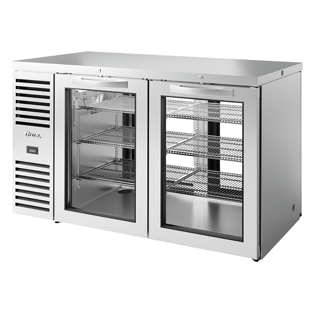 REFRIGERADOR BAJO BARRA TRUE TBR60-PTSZ1-L-S-GG-GG-1 | Refrigerador Bajo Barra | 6 Estantes | 2 Puertas | Restaurante Bar Cafetería | Refrigerador Contra Barra Cervecero Enfriador de Bebidas Bajo Barra Botellero Exhibidor Acero Inoxidable Bar Cantina Restaurante Cervecería Antro Negocio