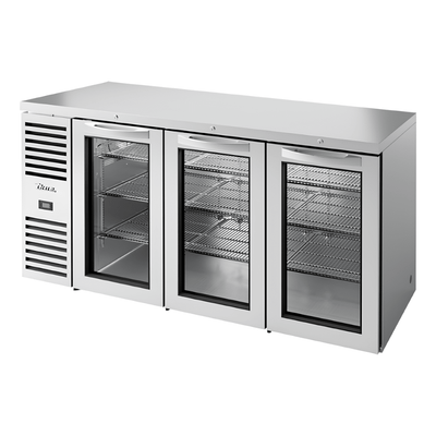 REFRIGERADOR BAJO BARRA TRUE TBR72-RISZ1-L-S-GGG-1 | Refrigerador Bajo Barra | 3 Puertas | 9 Estantes | Acero Inoxidable | Restaurante Bar Cafetería