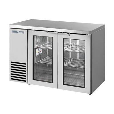 Refrigerador Contra Barra True TBB24-48-2G-Z1-SFT-S-1, en acero inoxidable.