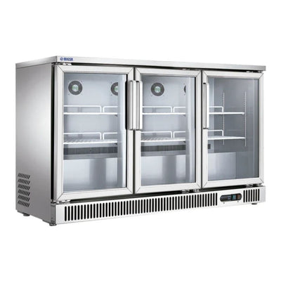 REFRIGERADOR MIGSA SG380 | Refrigerador Refrigerador Back Bar 3 Puertas Cristal | 380 Litros | Acero Inoxidable | Bar Hotel Restaurante