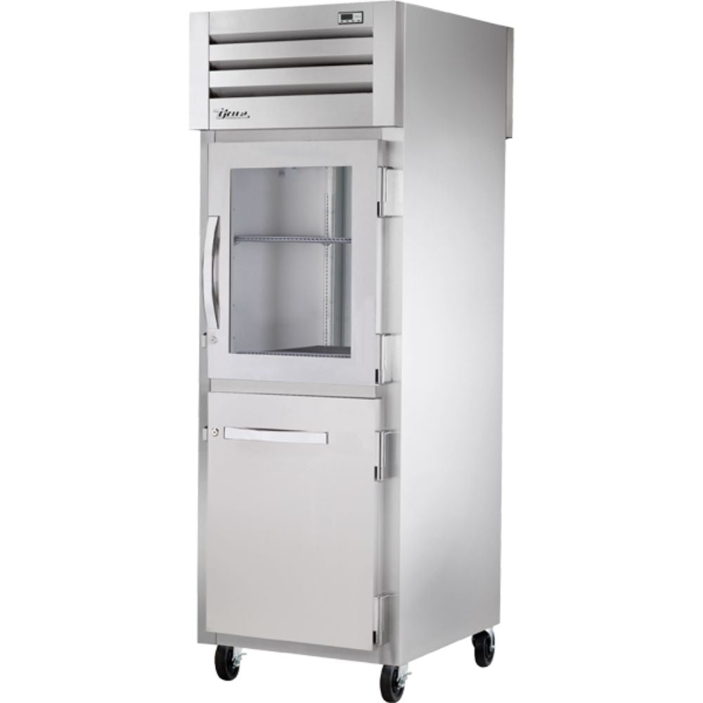 REFRIGERADOR TRUE STR1RPT-1HG/1HS-1S-HC | Refrigerador Vertical | 2 Medias Puertas Combinadas | Acero Inoxidable Aluminio | Restaurante Cocina Industrial Panadería Restaurante Lácteos Industrial Cocina Cremería Comercios Insumos Carnicería Hotel Panadería Refresquero Latas Bar Abarrotes