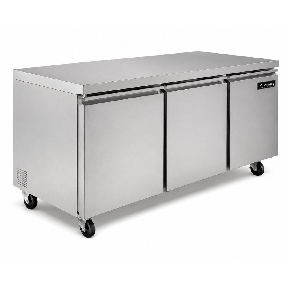BAJO BARRA ICEHAUS RBB-3P-SS-01 | Refrigerador Bajo Barra | 17 Pies Cúbicos | 3 Puertas Solidas | Acero Inoxidable | Cocina Industrial Restaurante | Mesa de Trabajo Refrigerada Refrigerador Bajo Mostrador Bajo Barra Conservador Cocina Fría Acero Inoxidable Restaurante Cafetería Cocina Industrial Bar Cremería Hotel