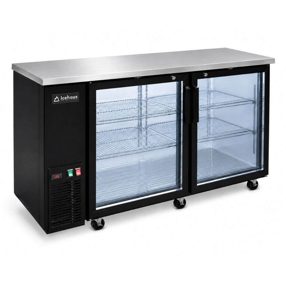 REFRIGERADOR CONTRA BARRA ICEHAUS CBR-2PC-SS-01 | Contra Barra | 15 Pies | 2 Puertas | Bar Cafetería Restaurante | Refrigerador Contra Barra Cervecero Enfriador de Bebidas Bajo Barra Botellero Exhibidor Acero Inoxidable Bar Cantina Restaurante Cervecería Antro Negocio