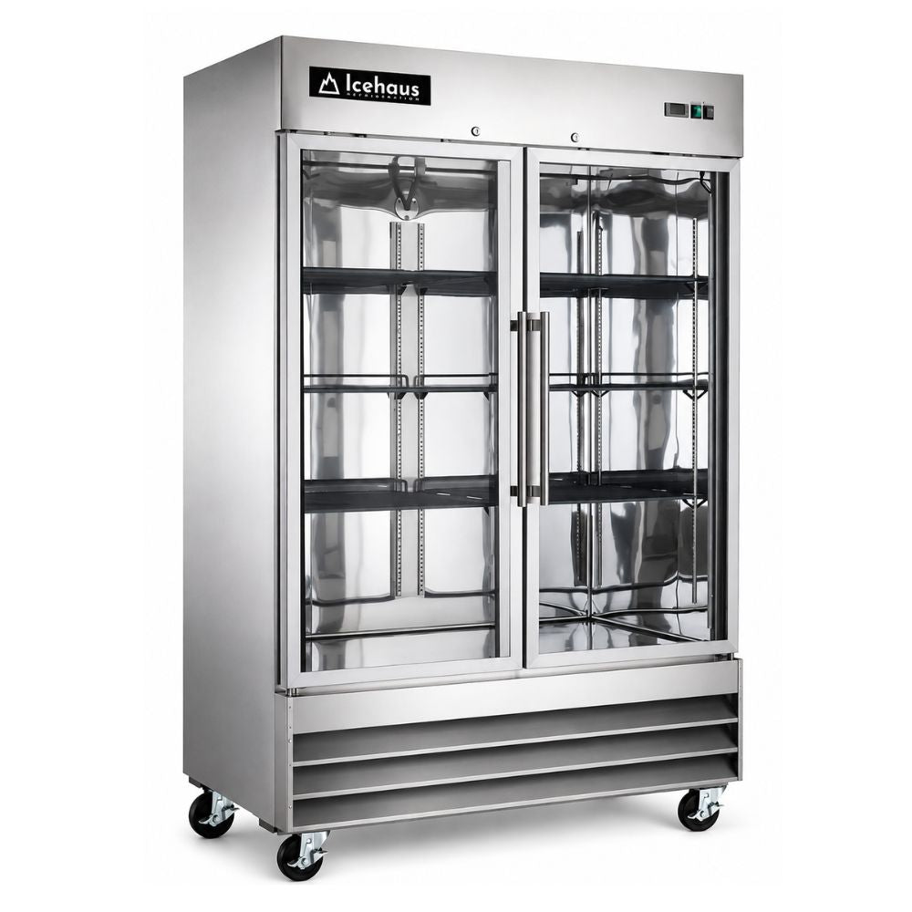 REFRIGERADOR ICEHAUS RV-2PC-SS-01 | Refrigerador Vertical Exhibidor 2 Cristal | 1321 Litros | Acero Inoxidable | Bistró Restaurante Carnicería Abarrotes | Refrigerador Vertical Comercial Conservador Enfriador Exhibidor de 1 2 3 Puertas Acero Inoxidable Restaurante Cocina Industrial Cremería Carnicería Abarrotes Hotel Negocio