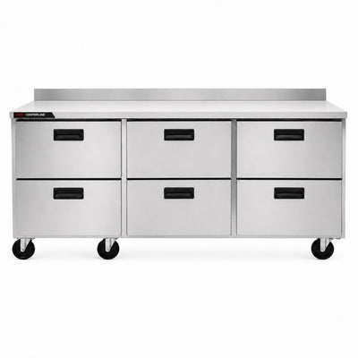 REFRIGERADOR MESA DE TRABAJO CENTERLINE CLUC-72R-DW-WT | Refrigerador Mesa de Trabajo Bajo Barra | 18.80 Pies Cúbicos | 6 Cajones Sólidos | Acero Inoxidable | Bistró Hotel Bar | Mesa de Trabajo Refrigerada Refrigerador Bajo Mostrador Bajo Barra Conservador Cocina Fría Acero Inoxidable Restaurante Cafetería Cocina Industrial Bar Cremería Hotel
