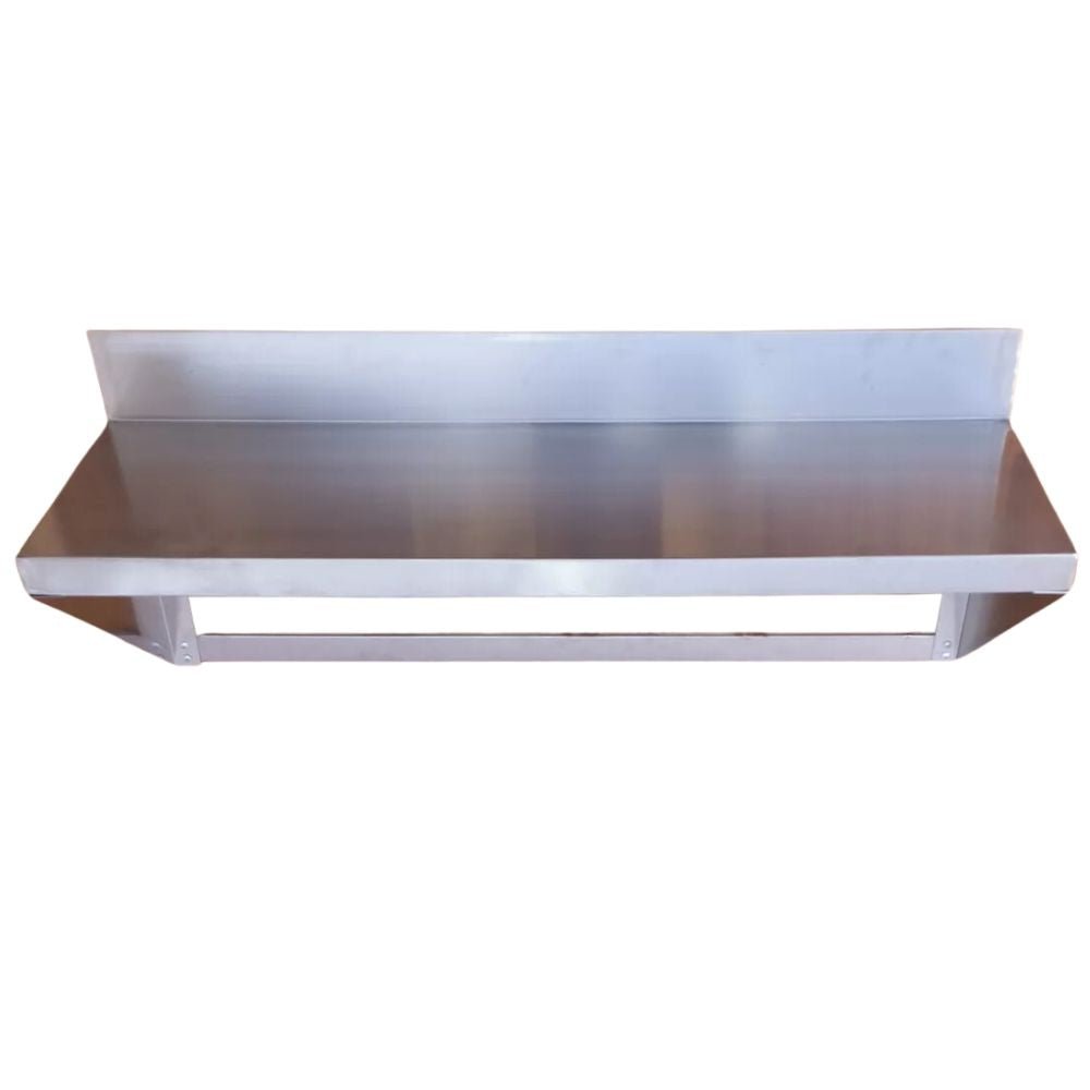 REPISA MINDEJAL MLM1470546645 | Repisa con Soporte | Frente 140 cm | Acero Inoxidable | Restaurante Cocina Industrial Hotel Comedores Industriales Guardar Empilar Ollas Acero Garabatos