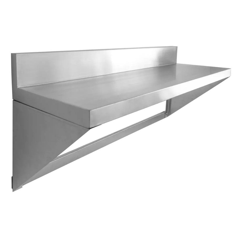 REPISA MINDEJAL MLM1470546645 | Repisa con Soporte | Frente 140 cm | Acero Inoxidable | Restaurante Cocina Industrial Hotel Comedores Industriales Guardar Empilar Ollas Acero Garabatos