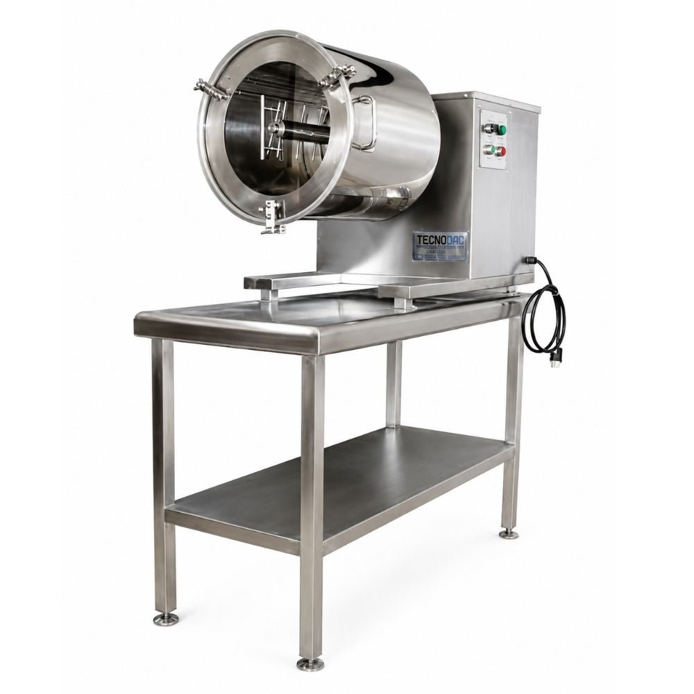 TECNODAC D-100 | Deshebradora Continua con Mesa | 9 Kg | Acero Inoxidable | para Deshebrar Carne Rápidamente | Deshebradora de Carne para Deshebrar Carnitas Pollo Res Comercial Acero Inoxidable Carnicería Restaurante Cocina Industrial Taquería Negocio Cremería