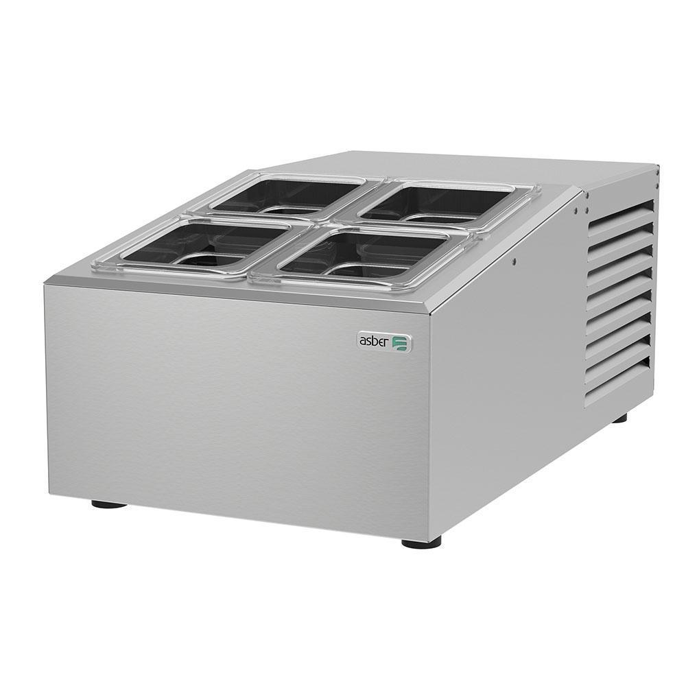 TOPPING ASBER ATC-2+2 | Topping Sobre Mostrador | Refrigerado | Acero Inoxidable | Evaporadores | Control Temperatura Electrónico | Interior | Barra Buffet Negocio Restaurante Cocina Industrial Profesional Comedor Banquetes Ensaladas Alimentos Lechuga Jitomate Baguettes Refrigerar Conservar