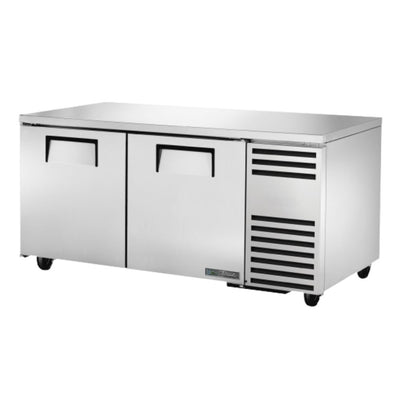 TRUE TUC-67-HC Mesa Refrigerada Bajo Barra 2 Puertas Solidas Acero Inoxidable Gris