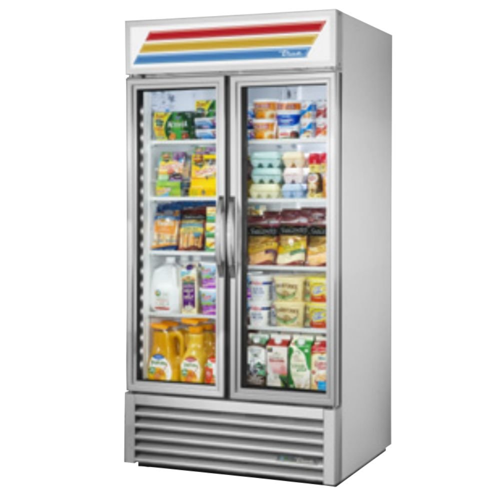 True GDM-35-HC~TSL01 Refrigerador Exhibidor Vertical 2 Puertas Cristal 8 Parrillas - - True - KitchenMax Store