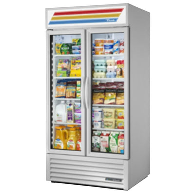 True GDM-35-HC~TSL01 Refrigerador Exhibidor Vertical 2 Puertas Cristal 8 Parrillas - - True - KitchenMax Store