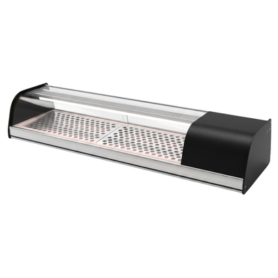 VITRINA ASBER ACTC-55 SL HC | Vitrina Exhibidora Mostrador | Cristal Curvo | 138.7 cm | Acero Inoxidable | Negocio Alimentos Sushi Restaurante