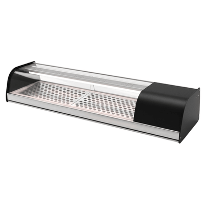 VITRINA ASBER ACTC-55 SL HC | Vitrina Exhibidora Mostrador | Cristal Curvo | 138.7 cm | Acero Inoxidable | Negocio Alimentos Sushi Restaurante