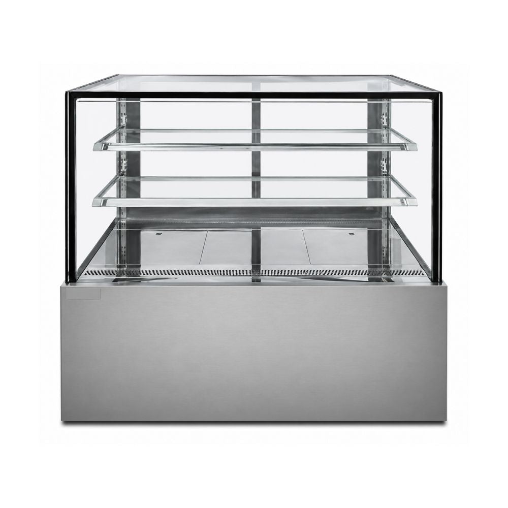 VITRINA DRAGO VPP-150 | Vitrina Pastelera Plana | 11.4 ft3 - 325 Litros | Pastelerías Reposterías Cafeterías | Vitrina Refrigerada Exhibidora Exhibidor de Pasteles Postres Vitrina de Mostrador Cristal Curvo Acero Inoxidable Pastelería Cafetería Cremería Carnicería Restaurante Supermercado