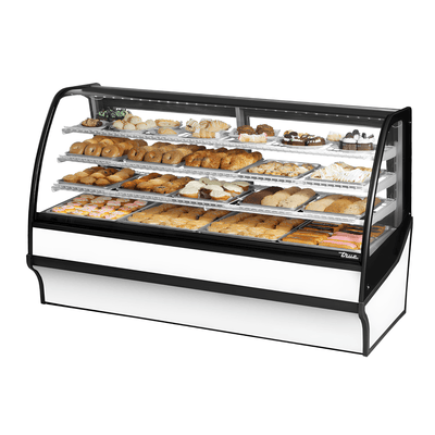 VITRINA EXHIBIDORA TRUE TDM-DC-77-GE/GE-W-W | Vitrina Exhibidora | Cristal Curvo | 2 Puertas | 3 Estantes | Panaderías Pastelerías Cafeterías