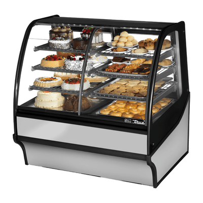 VITRINA EXHIBIDORA TRUE TDM-DZ-48-GE/GE-S-S | Vitrina Exhibidora | Cristal Curvo | 2 Puertas | 6 Estantes | Panaderías Pastelerías Cafeterías