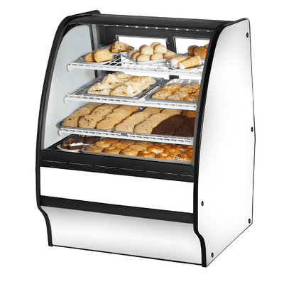VITRINA EXHIBIDORA TRUE TGM-DC-36-SC/SC-W-W | Vitrina Exhibidora | Cristal Curvo | 2 Puertas | 3 Estantes | Panaderías Pastelerías Cafeterías