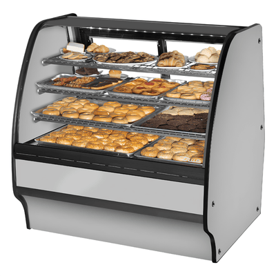 VITRINA EXHIBIDORA TRUE TGM-DC-48-SC/SC-S-S | Vitrina Exhibidora | Cristal Curvo | 2 Puertas | 3 Estantes | Panaderías Pastelerías Cafeterías