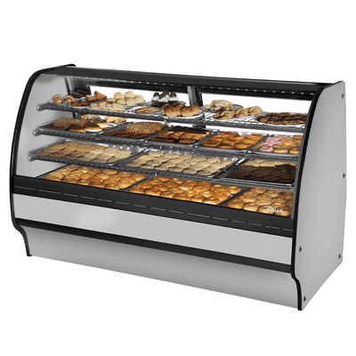 VITRINA EXHIBIDORA TRUE TGM-DC-59-SC/SC-S-S | Vitrina Exhibidora | Cristal Curvo | 2 Puertas | 3 Estantes | Panaderías Pastelerías Cafeterías