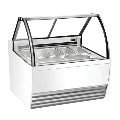 MIGSA DW-13 | Vitrina | Especial para Helados | Exhibidora | Cristal Curvo | 176.4 cm | Acero Inoxidable | Refrigerados Paletería Nevería Negocio Snacks Alimentos Refrigerados Super Mercado Zona de Alimentos