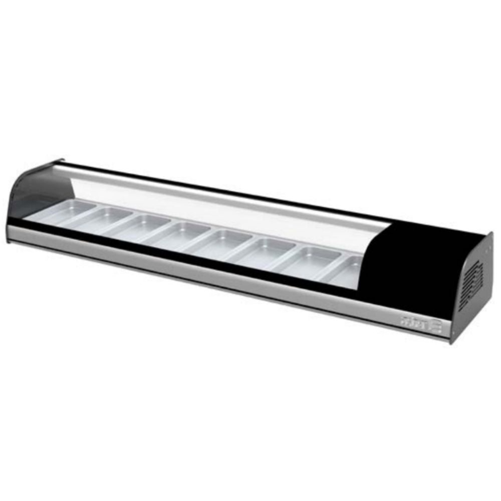 VITRINA REFRIGERADA ASBER ACTC-69 HC | Vitrina Sobre Mostrador Refrigerada | 173.7 cm | Acero Inoxidable | Control Temperatura Digital | Evaporadores | 2 Puertas | Interior | Zona de Alimentos Refrigerados Pastelería Repostería Tienda Abarrotes Carnicería Alimentos Refrigerados Pasteles Postre Tienda