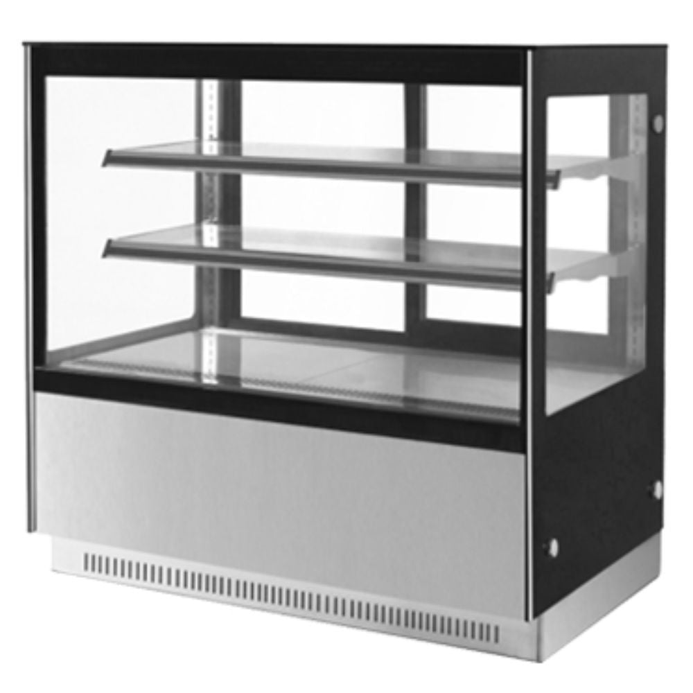 VITRINA REFRIGERADA KEITER KREPPSLAND METVP-120-3 | Vitrina a Piso Refrigerada | Frente 120 cm | 3 Niveles | Acero Inoxidable | Super Mercado Pastelería Cafetería Pasteleria Reposteria Negocio Alimentos Pasteles Panes Exhibición Industrial Carnicería Cremería