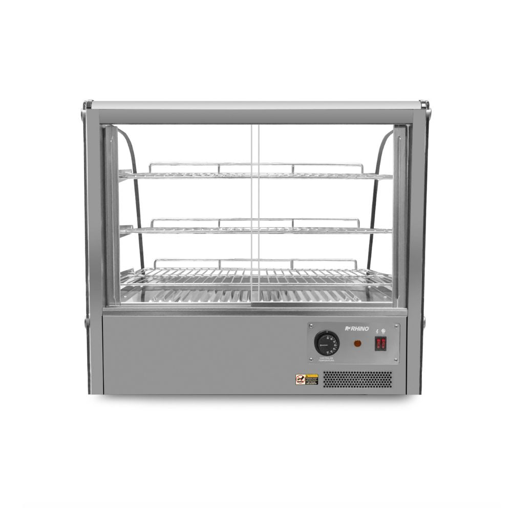VITRINA RHINO VICAMO-160L | Vitrina Caliente Sobre Mostrador | Frente 57 cm | Capacidad 160 L | Buffet Restaurante Cafetería | Vitrina Caliente Exhibidor de Alimentos Calientes Mantenedor Térmica Acero Inoxidable Restaurante Cafetería Buffet Cine Tienda de Conveniencia Negocio