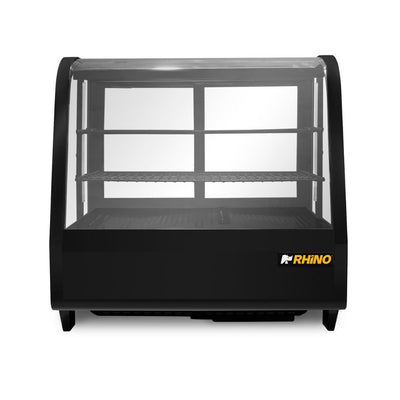 VITRINA RHINO VIREMO-100 | Vitrina Refrigerada de Mostrador | Frente 68.2 cm | Capacidad 76 Litros Netos / 100 L Brutos | Cafetería Pastelería Restaurante Pasteleria Reposteria Negocio Alimentos Pasteles Panes Exhibición Industrial Carnicería Cremería