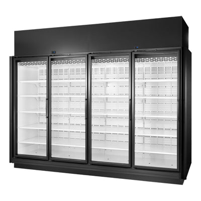VITRINA TRUE TRM4M-NN-BLK-WHT-1BLKLLLL-4 | Vitrina Comercial | 4 Puertas | Supermercados Tiendas de autoservicio Tiendas de conveniencia Restaurantes Cafeterías Bares Heladerías Negocios de postres Hoteles Buffets Tiendas de bebidas Distribuidores de alimentos