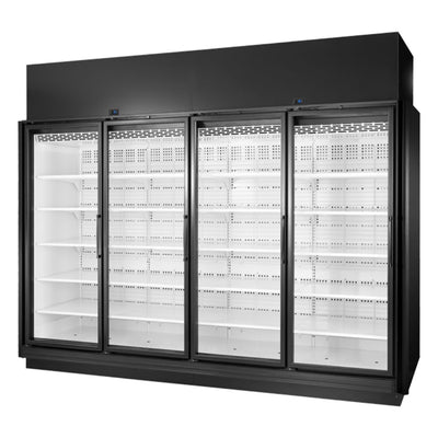 VITRINA TRUE TRM4M-YN-BLK-WHT-1BLKLLLL-4 | Vitrina comercial | 4 Puertas | Supermercados Tiendas de autoservicio Tiendas de conveniencia Bares Heladerías Negocios de postres Hoteles Buffets Tiendas de bebidas Distribuidores de alimentos