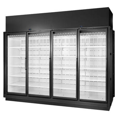 VITRINA TRUE TRM4M-YY-BLK-WHT-1BLKLLLL-4 | Vitrina de exhibición | 4 Puertas | Supermercados Tiendas de autoservicio Tiendas de conveniencia Cafetería Bares Heladerías Negocios de postres Hoteles Buffets Tiendas de bebidas Distribuidores de alimentos